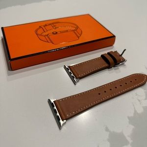Leather Band 38 mm 40 mm compatible with Apple Watch brown/silver